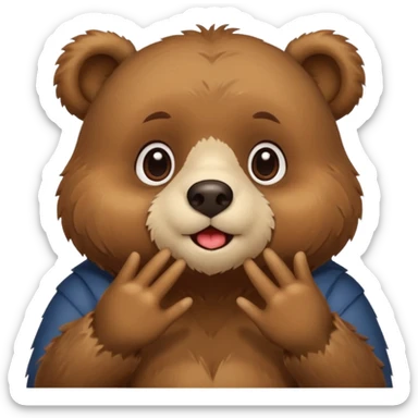 i want a animated bear like dudu the bear sends a kiss with his left hand then right hand sticker