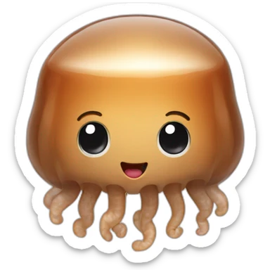 Cute baby brown jellyfish saying buy now sticker
