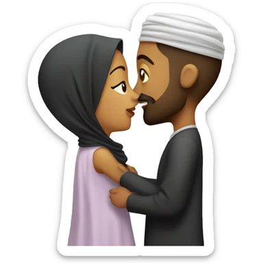 A muslim couple that the man is kissing the girl sticker