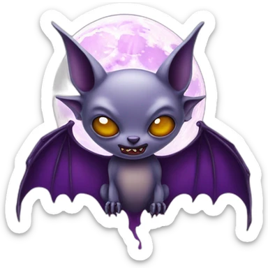realistic full moon with evil face vampire bat purple dripping wings sticker