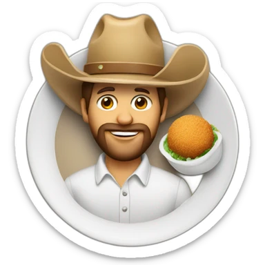 plate of falafel wearing a cowboy hat sticker