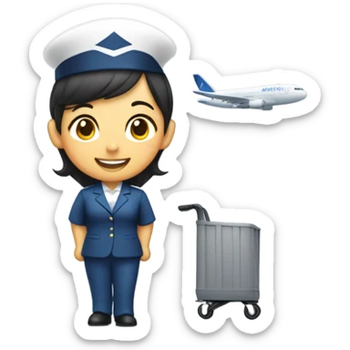 Asian flight attendant  sticker