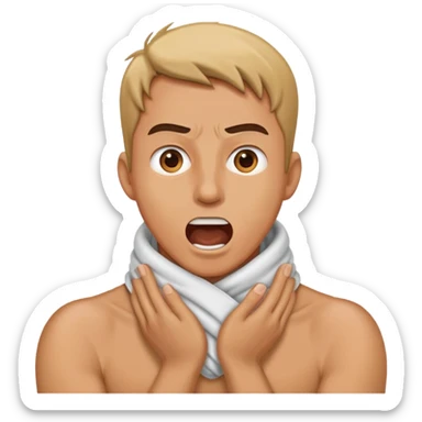 Man wrapping his hands around his neck yelling  sticker