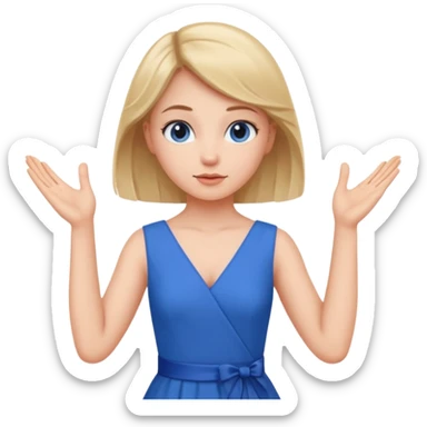 A girl with curious expressions and her arms making a v  on her waist  sticker