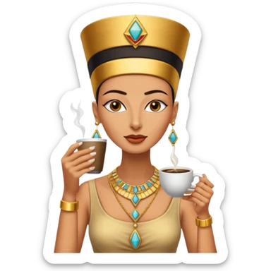 Nefertiti egypt woman drink coffee sticker