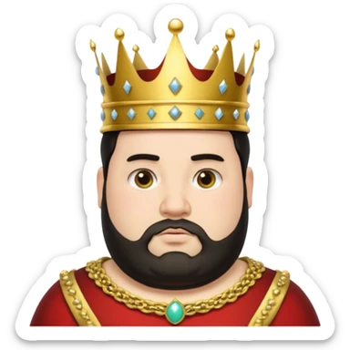 Bearded King, young fat king with short black beard, wearing crown
 sticker