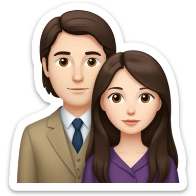 Short brunette wife with long hair next to tall husband sticker