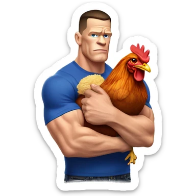 john cena with a chicken in a headlock sticker
