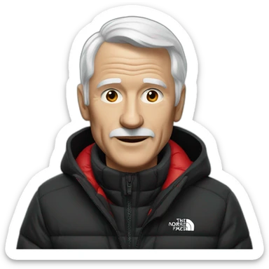 old white men with black and red supreme north face jacket sticker