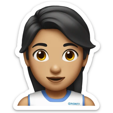 funny picture of a girl who has black hair and is wearing a gym uniform sticker