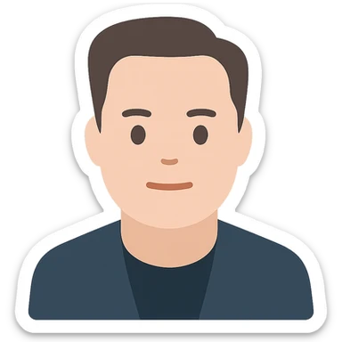 Elon Musk flat color icon, simplified facial features, no text sticker