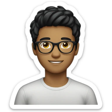 A teenager boy with black sweet and glasses black hair  sticker