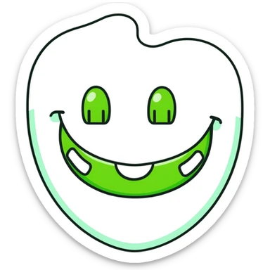 close-up of smile with bright green braces on teeth sticker
