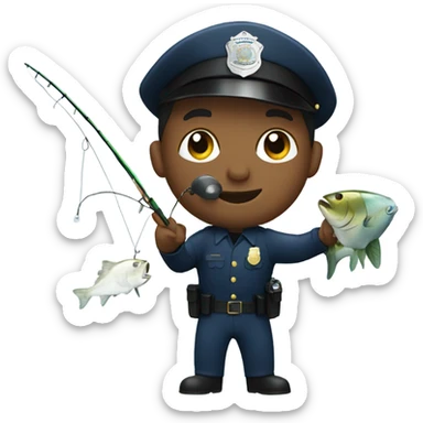 Cop fishing in the ocean sticker
