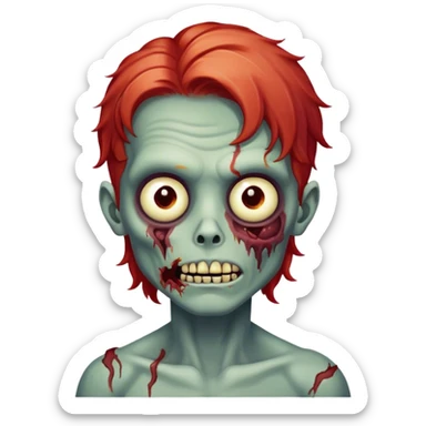 garoto zumbi com cabelos grandes ruivo claro e ondulado  sticker