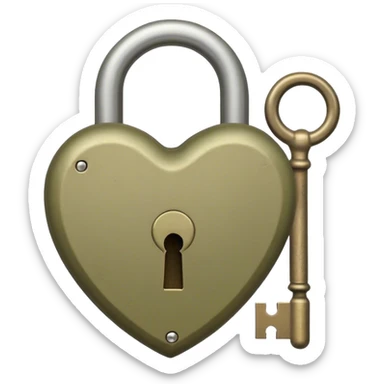 beige heart-shaped lock and key olive color  sticker