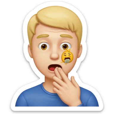 A guy choking himself as an emoji sticker