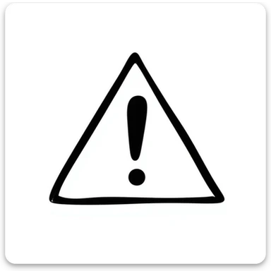 A classic triangular warning sign with an exclamation mark inside. Bright yellow background with black border and black exclamation mark. Hand-drawn doodle style. sticker