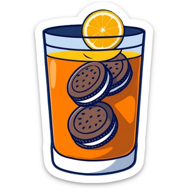 double stuffed Oreos with orange juice sticker