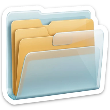 A simple emoji-style icon of a transparent white plastic folder, minimal and clean, with a visible envelope inside labeled “Henry Ballester”, subtle translucency, rounded corners, and soft shading. sticker