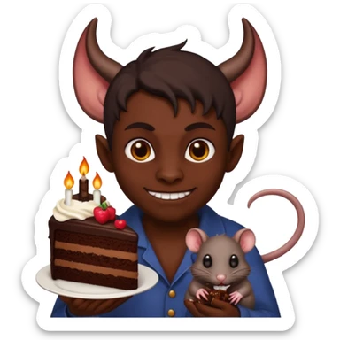 Demon with cake and rat sticker
