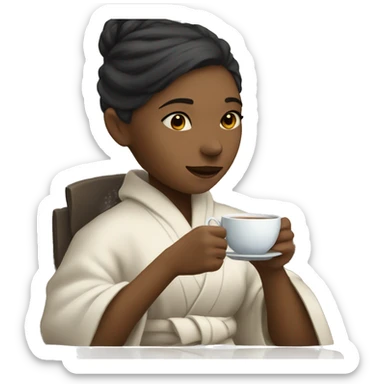 girl in robe having a tea sticker