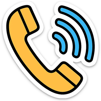 phone handset with sound waves, minimal color icon style sticker