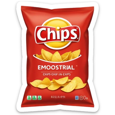 industrial snack (bag of chips) emoji, isolated on white background sticker