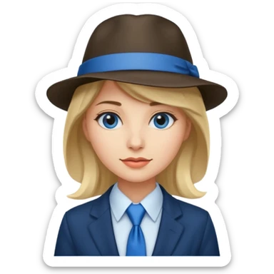womwn with hat and blue ties sticker
