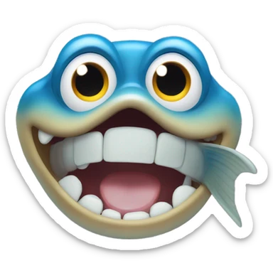 open-eye-and-close-eye-but-open-mouth and singing but be a fishdog sticker