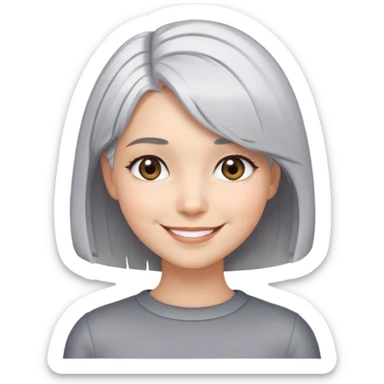 girl,silver hair, bob hair,grey eyes, short hair , smile sticker