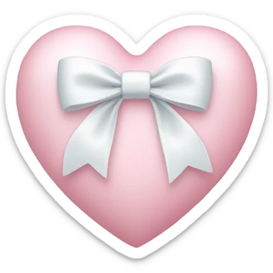Pastel pink heart with white bow sticker