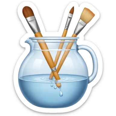Water jar for brushes sticker
