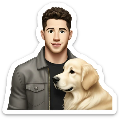 Nick Jonas and English cream golden retriever  sticker