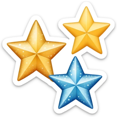 three simple sparkle stars, each star has a different fabric pattern sticker
