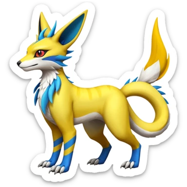 Tropical Exotic Short Legendary Epic Cool Colorful Renamon-Zeraora-Bastet-Latias-Vernid-Sergal-fusion-hybrid-creature sticker
