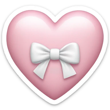 Pastel pink heart with white bow sticker