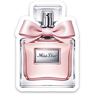 Dior miss dior eau de parfum, silver bow bottle, light pink sticker
