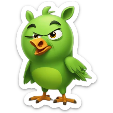 The green pig from Angry Birds rules the birds sticker