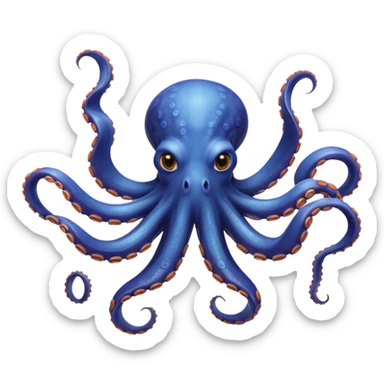 octopus floating in water viewed from underneath with arms spread out in every direction, mouth and underside visible, head facing away from viewer sticker