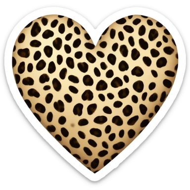 leopard print heart sticker