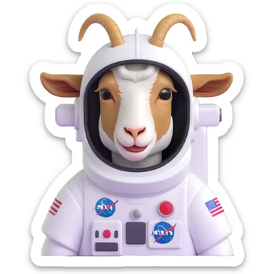 goat astronaut with helmet sticker