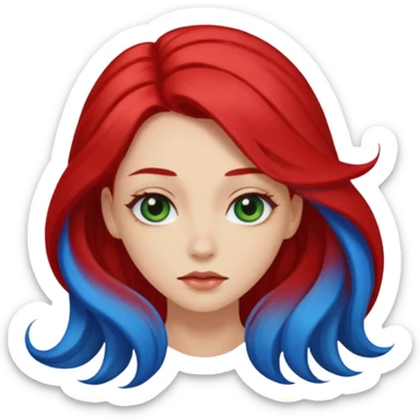 Like the first but her eye green  and blue and her hair red that brolong herwn  sticker