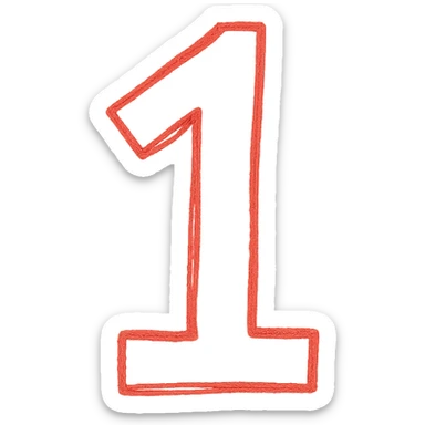 Minimalistic number 1 drawn with a pencil, one color, Pantone 186 sticker