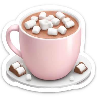 Light Pink mug of hot chocolate with marshmallows  sticker