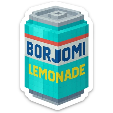 Borjomi lemonade can with a retro design, inspired by vintage soda cans sticker