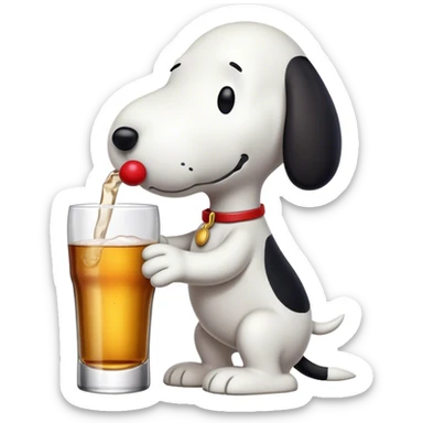 snoopy drinking alcohol sticker