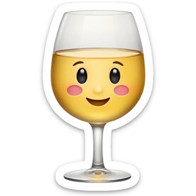 Blushing emoji with white wine sticker