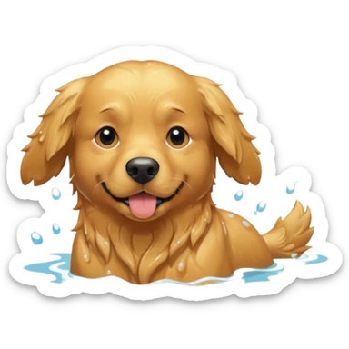 Full grown Golden retriever swimming sticker