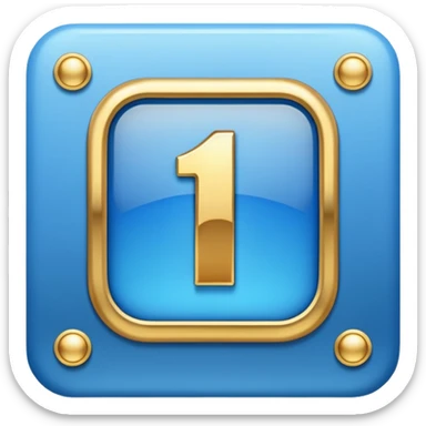 Make a square icon for a paid subscription, blue with gold and the number 1. sticker